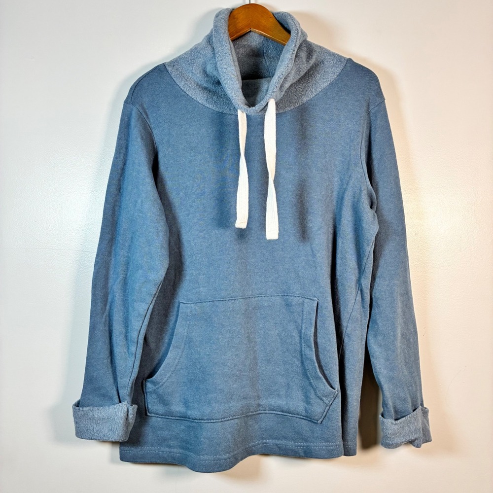 Country Store Sweatshirt XL Blue Funnel Neck Kangaroo Pocket Casual Lounge Cozy